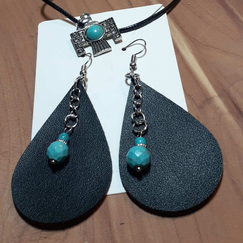 Denim earrings and necklaces